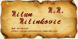 Milun Milinković vizit kartica